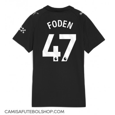 Camisa de time de futebol Manchester City Phil Foden #47 Replicas 2º Equipamento Feminina 2025-26 Manga Curta Camisa de time de futebol Manchester City Phil Foden #47 Replicas 2º Equipamento Feminina 2025-26 Manga Curta